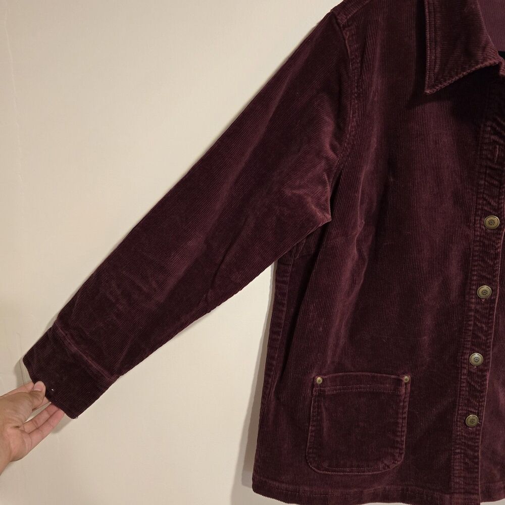 Vintage Y2K 90s Corduroy Jacket 14/16W Womens Indie Western Barn Chore Maroon - Picture 6 of 10
